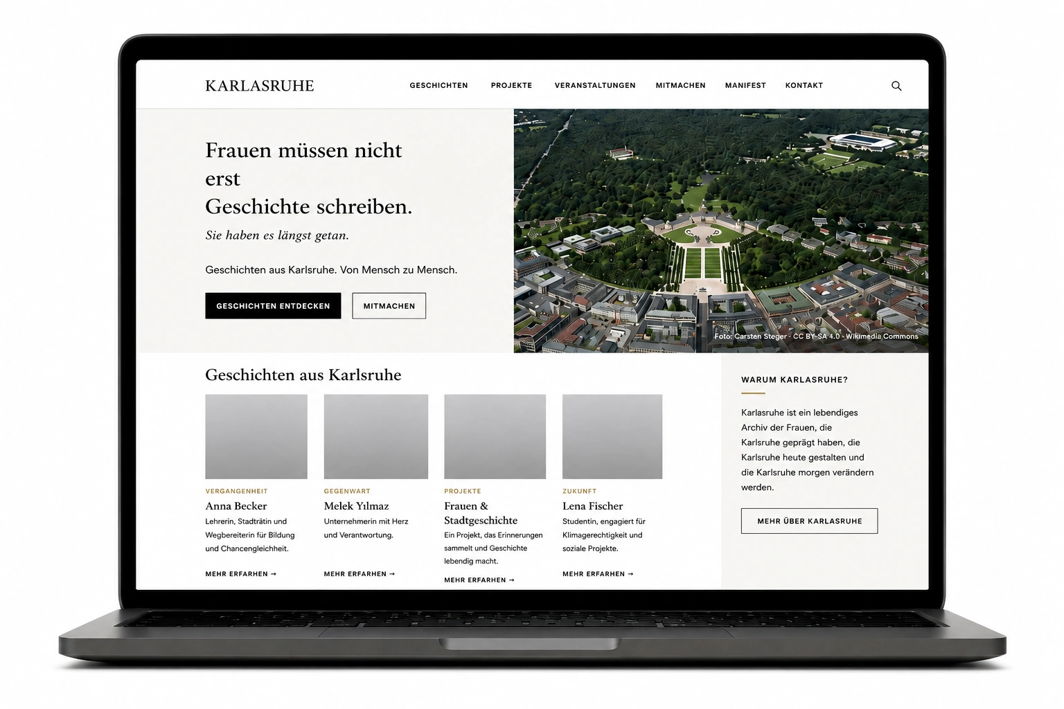 Der Karlasruhe-Prototyp, dargestellt auf einem Laptop-Bildschirm.